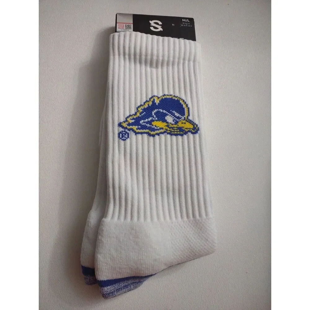 STRIDELINE Delaware Blue hen NCAA CREW SOCKS  NWT M/L 8-12 New